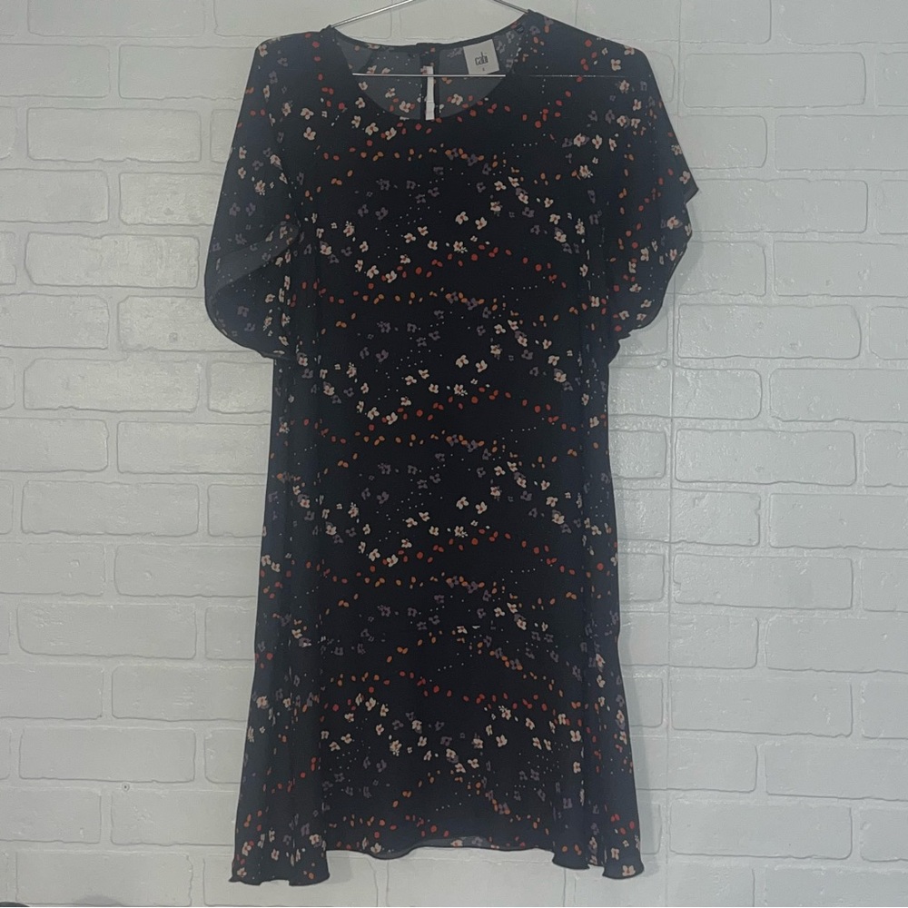 Cabi Womens Dress Floral Flowy Flutter Sleeves Work Office Short Sleeves Small - Picture 2 of 11